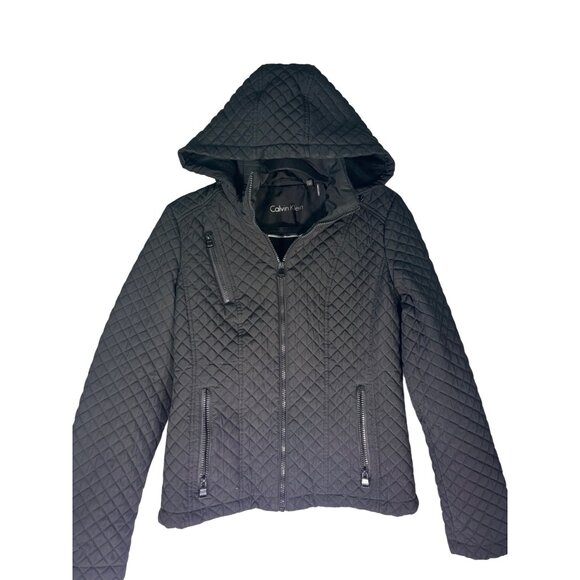 Calvin Klein Womens Quilted Hooded Jacket With Zipper Pockets & Front Zip Closur - Picture 2 of 15